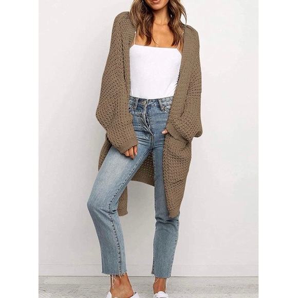 🍂NWT Batwing Sleeve Open Front Chunky Cable Knit Cardigan Sweater🍂 - Picture 4 of 7